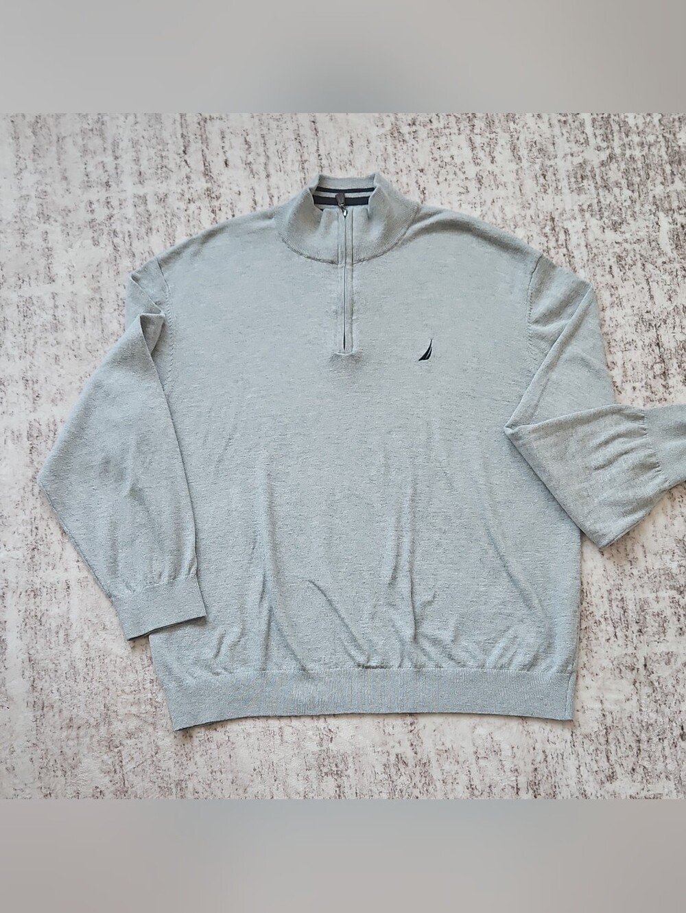 Nautica Light Gray Quarter-Zip Men's Sweater with Sail Logo